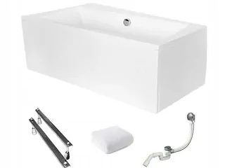 Asymetrická akrylátová vaňa Besco Infinity s odtokom v strede, 150 x 90 cm